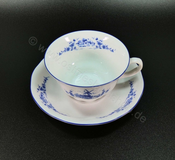 Teetasse mit Untertasse gross 0,2 Liter Dekor Windmühle